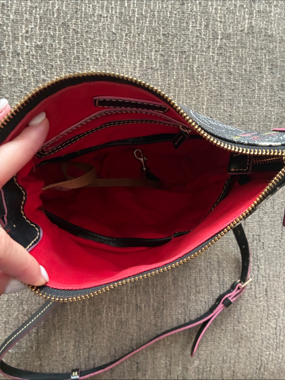Dooney & Bourke Black Mickey Mouse Crossbody Bag with Pink Accents - Picture 2 of 3